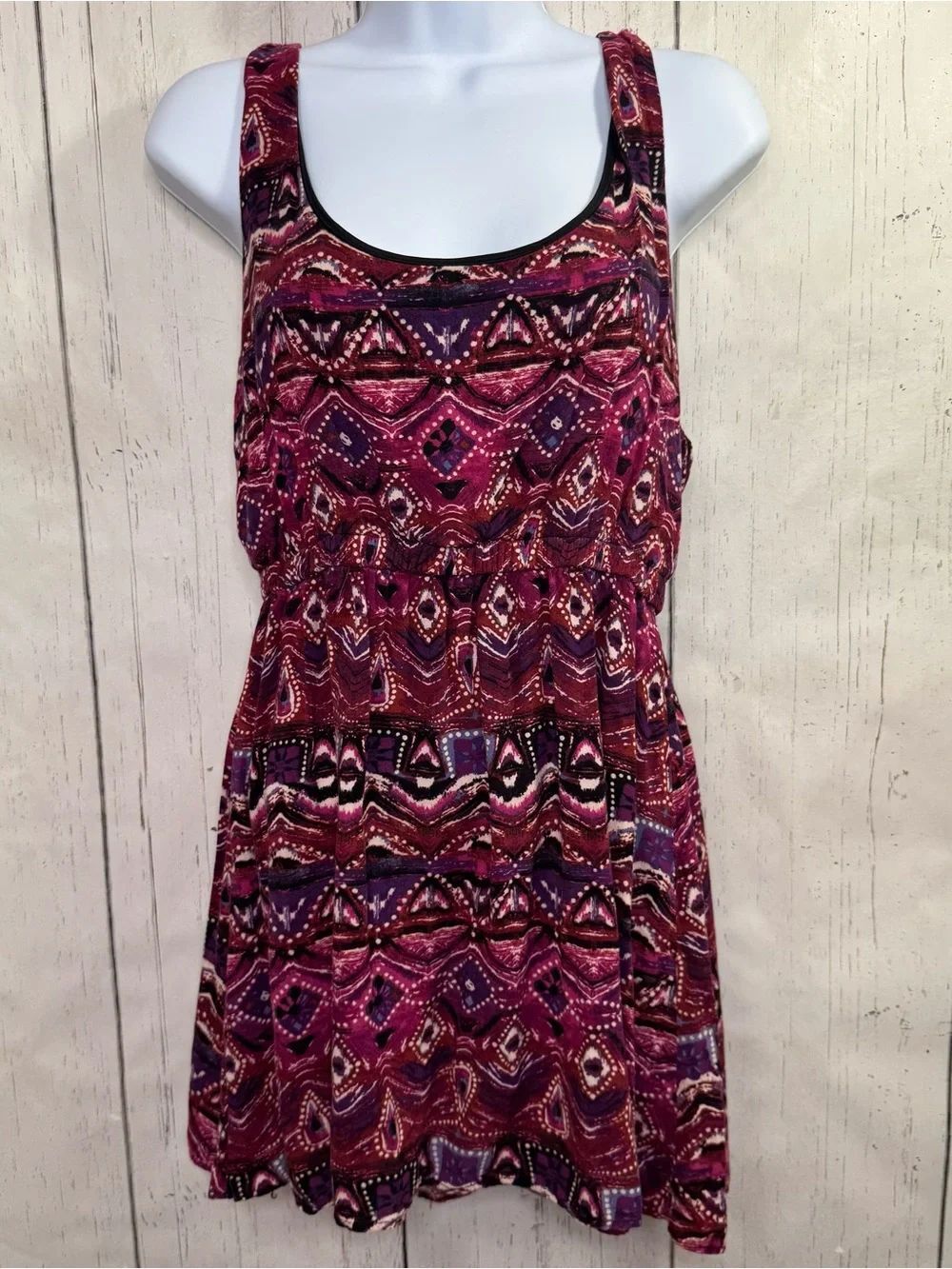Wet Seal Y2K Boho Tribal Print Racerback Mini Sundress Festival Beach Dress M